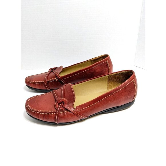 L L Bean Womens Stitched Loafers US 11 M Red Moccasin Casual Flats Shoes 0DVB3 - Picture 3 of 6